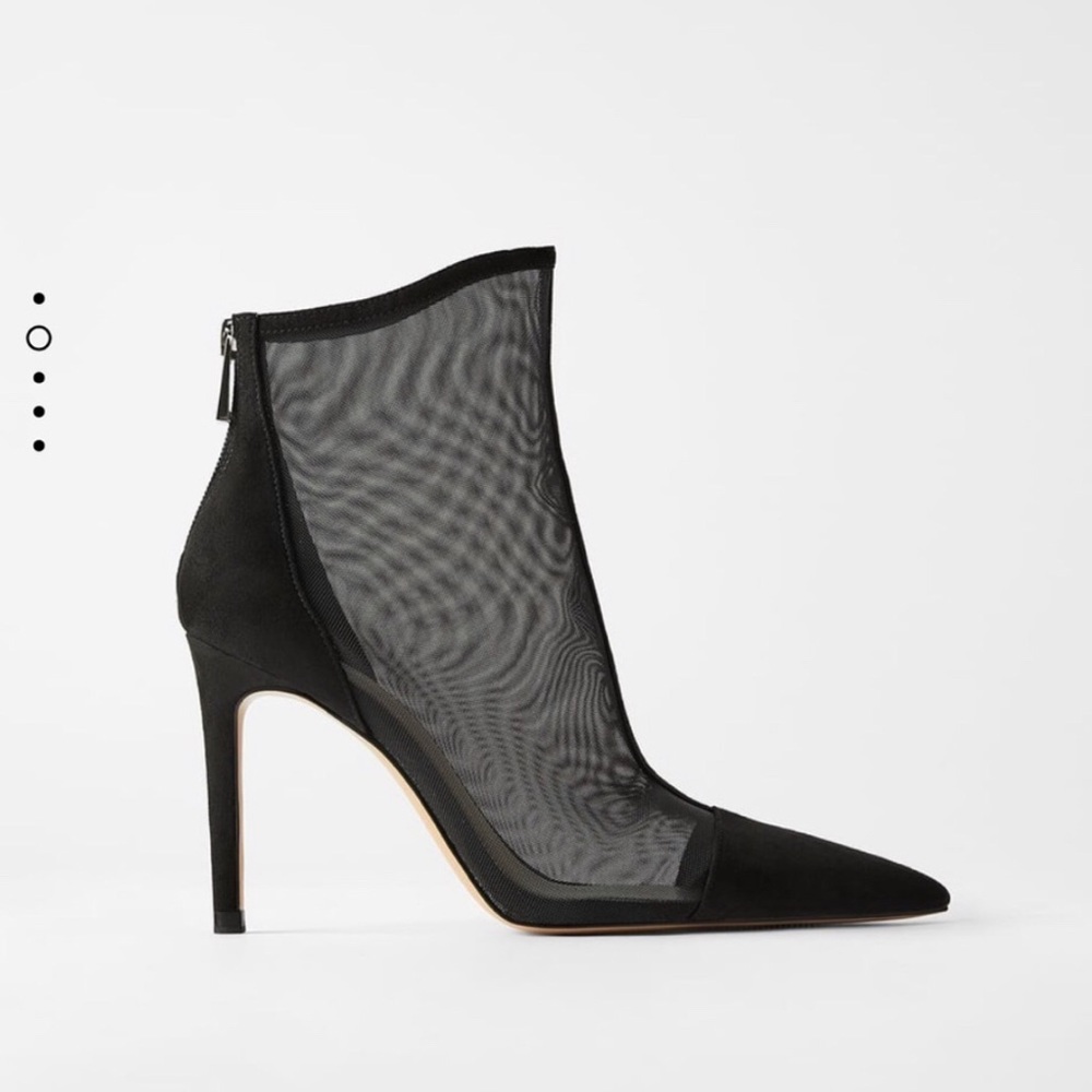 NWOT Zara Black Mesh Ankle Boots Size 38 (7.5)